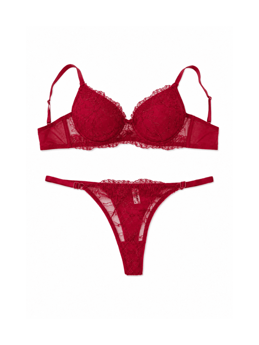 Ruby Flame Yarım Push-Up Dantel Detaylı Luxury Sütyen Takımı