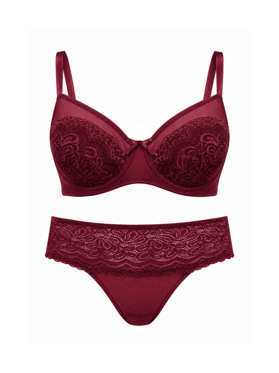 Bordo Dantel Şıklığı Soft Sütyen Takımı