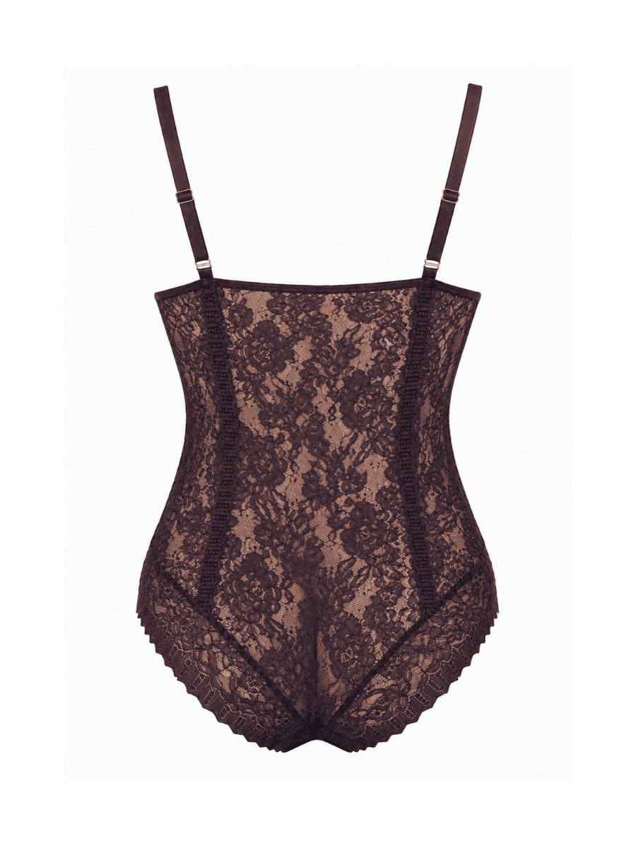 Velvet Cocoa Dantel Bodysuit